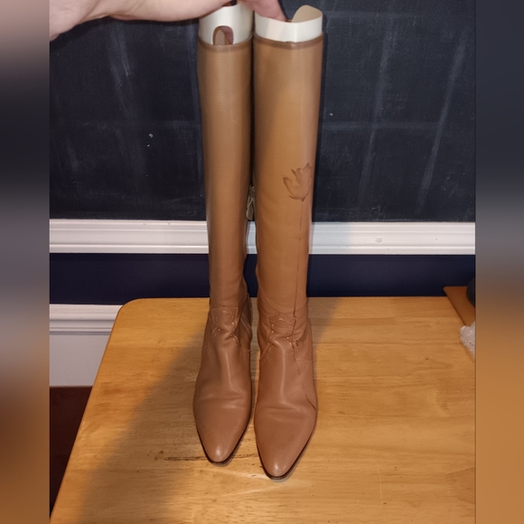 Hermes Leather Jumping Heeled Riding Boots Size 38 - Picture 1 of 6